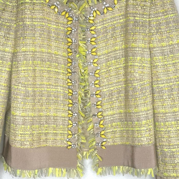 Giambattista Valli Jacket Bouclé Tweed Silk lined Embellished Yellow evening - Picture 3 of 13